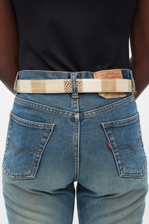 Dolce & Gabbana Beige Leather Panelled Belt