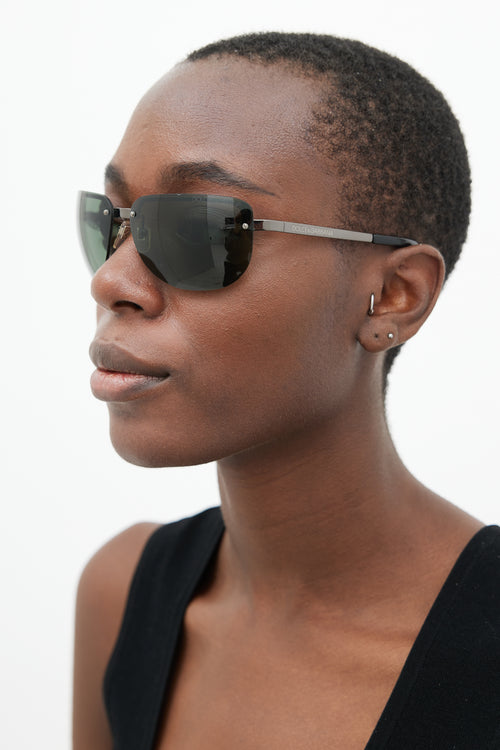 Dolce & Gabbana Black 404S Rimless Aviator Sunglasses