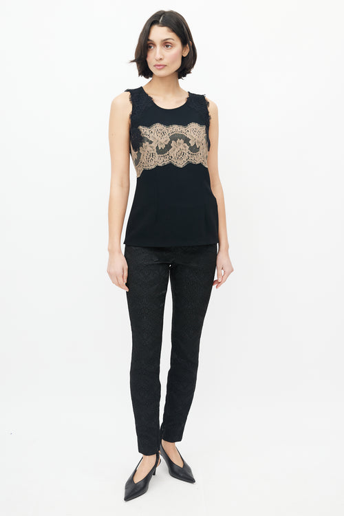 Dolce & Gabbana Black & Beige Lace Top