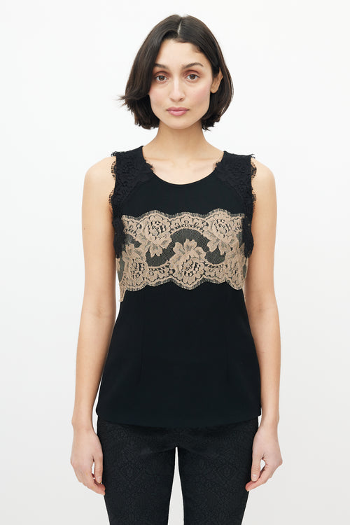 Dolce & Gabbana Black & Beige Lace Top