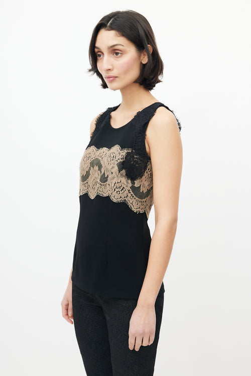 Dolce & Gabbana Black & Beige Lace Top