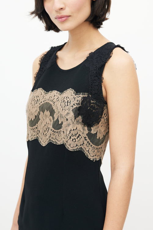 Dolce & Gabbana Black & Beige Lace Top