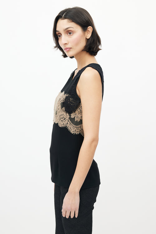 Dolce & Gabbana Black & Beige Lace Top