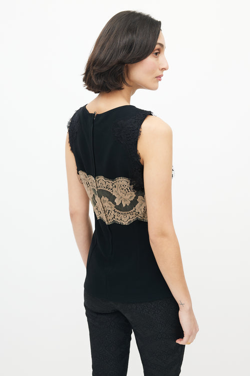 Dolce & Gabbana Black & Beige Lace Top