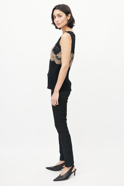 Dolce & Gabbana Black & Beige Lace Top
