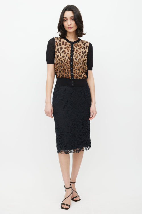 Dolce & Gabbana Black & Brown Knit Top