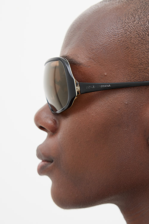 Dolce & Gabbana Black & Brown Rectangular DG417S Sunglasses