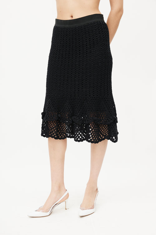 Dolce & Gabbana Black Crochet & Silk Slip Skirt