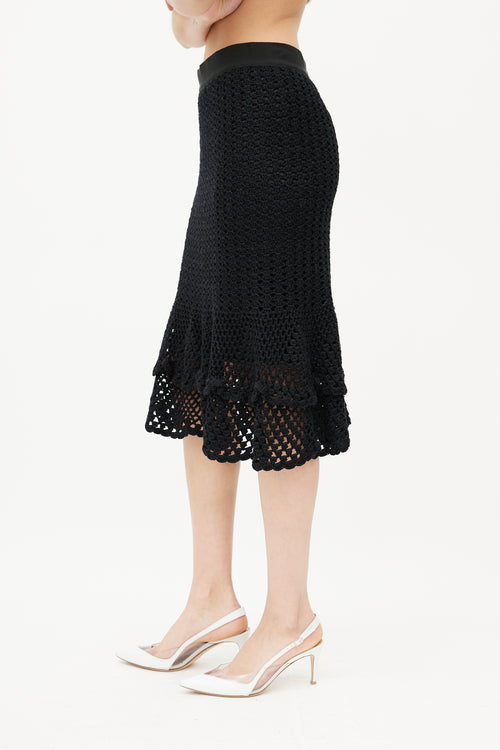 Dolce & Gabbana Black Crochet & Silk Slip Skirt