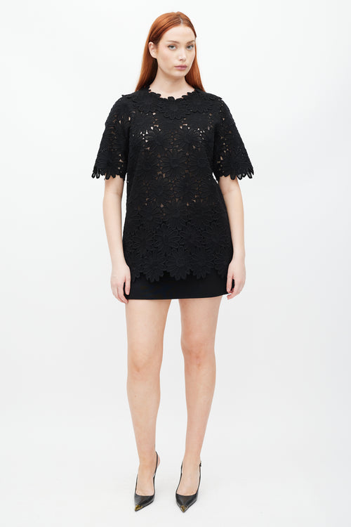 Dolce & Gabbana Black Crocheted Floral Top