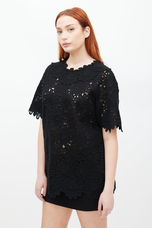 Dolce & Gabbana Black Crocheted Floral Top
