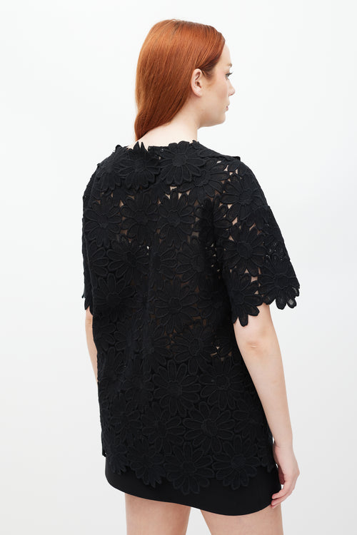 Dolce & Gabbana Black Crocheted Floral Top