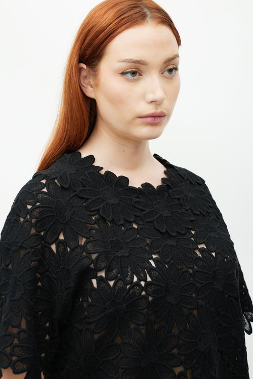 Dolce & Gabbana Black Crocheted Floral Top