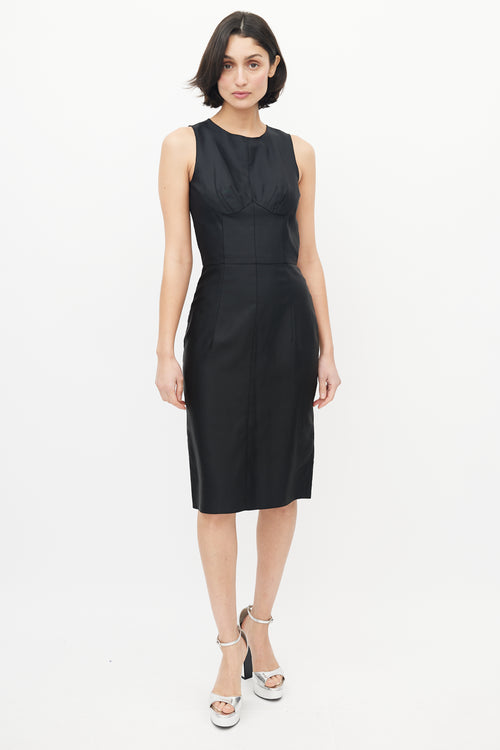 Dolce & Gabbana Black Darted Bust Dress