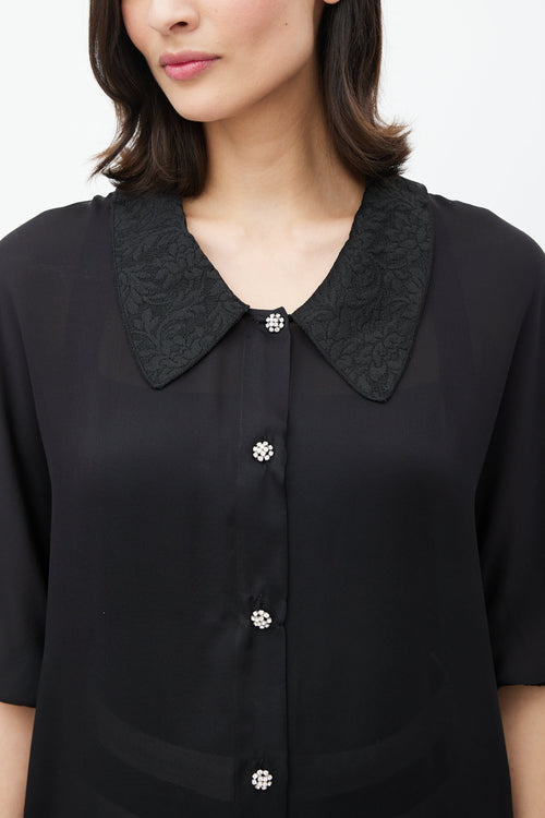 Dolce & Gabbana Black Floral Brocade Silk Shirt