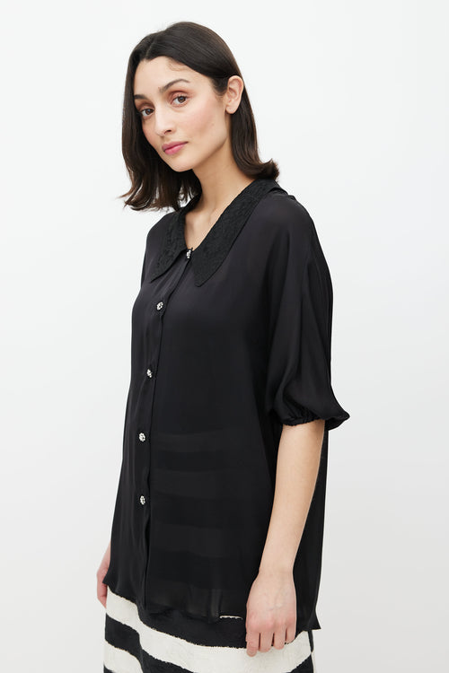 Dolce & Gabbana Black Floral Brocade Silk Shirt