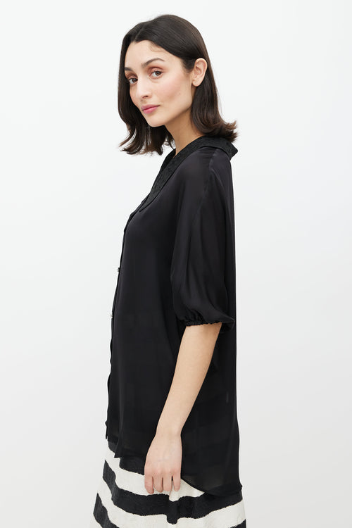 Dolce & Gabbana Black Floral Brocade Silk Shirt