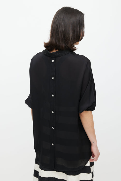 Dolce & Gabbana Black Floral Brocade Silk Shirt