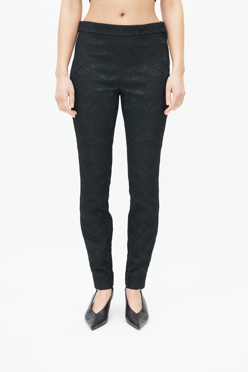 Dolce & Gabbana Black Floral Jacquard Trouser