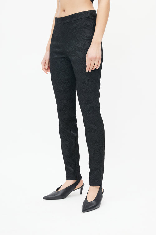 Dolce & Gabbana Black Floral Jacquard Trouser