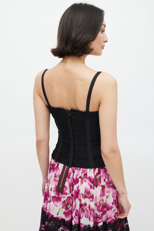 Dolce & Gabbana Black Floral Lace Bustier Top