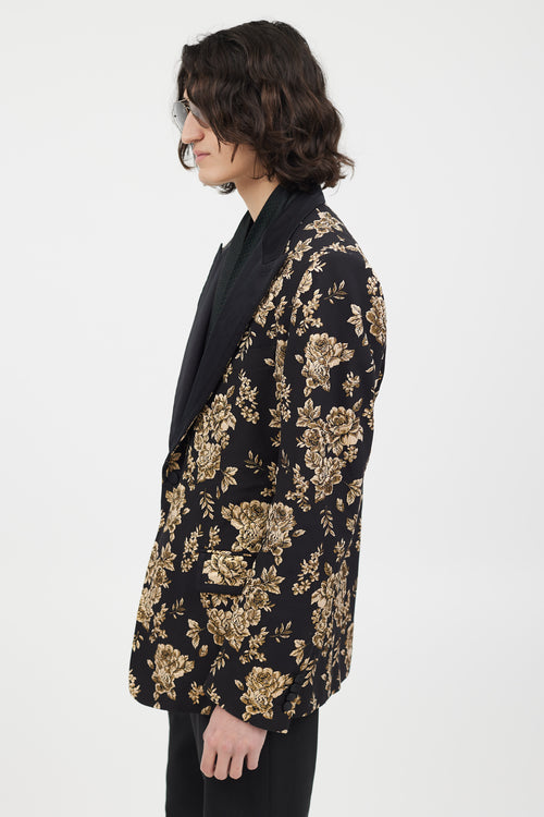 Dolce & Gabbana Black & Gold Floral Brocade Blazer