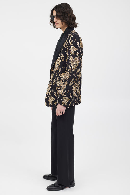 Dolce & Gabbana Black & Gold Floral Brocade Blazer