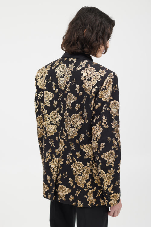 Dolce & Gabbana Black & Gold Floral Brocade Blazer