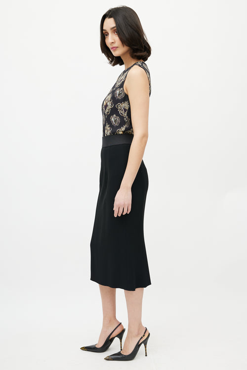 Dolce & Gabbana Black & Gold Heart Crest Sleeveless Blouse