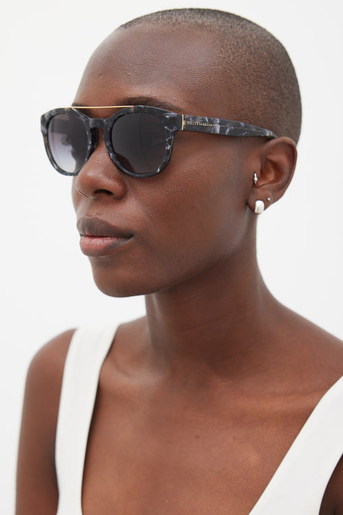 Dolce & Gabbana Black & Gold Marbled Round DG4274 Sunglasses