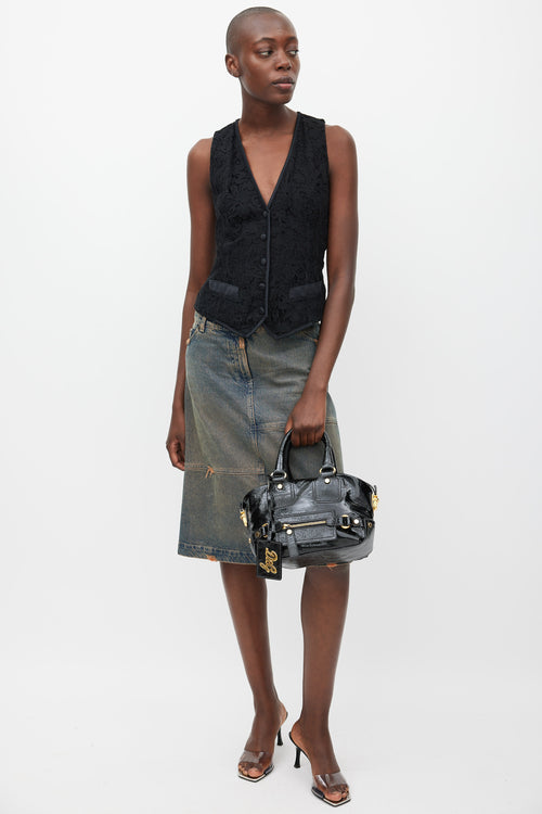 Dolce & Gabbana Black & Gold Patent Leather Bag