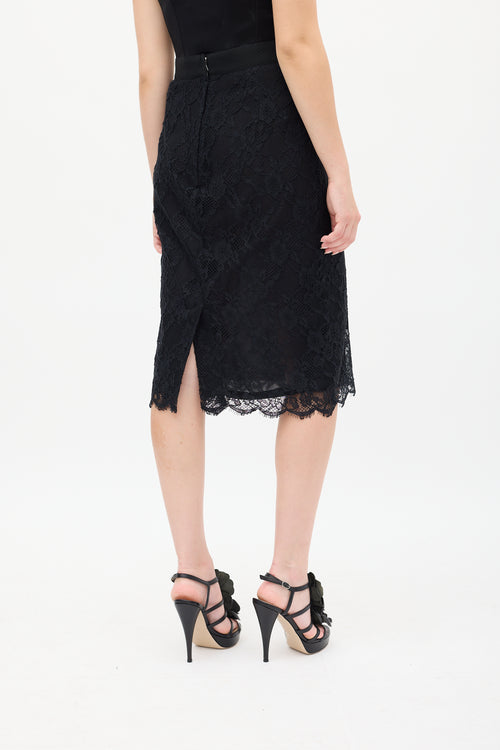 Dolce & Gabbana Black Lace Overlay Midi Skirt