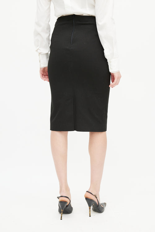 Dolce & Gabbana Black Lace Up Pencil Midi Skirt