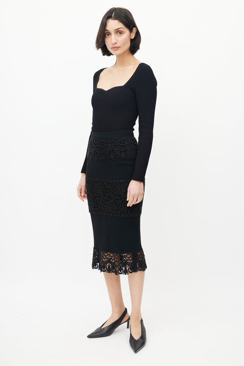 Dolce & Gabbana Black Lace Tiered Skirt