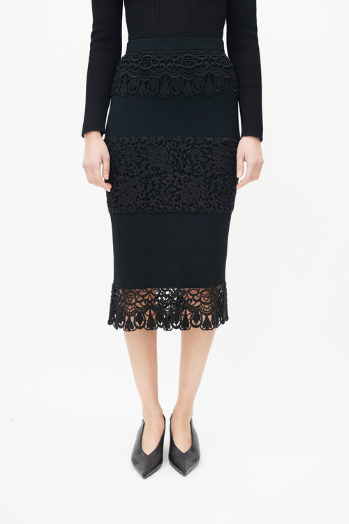 Dolce & Gabbana Black Lace Tiered Skirt