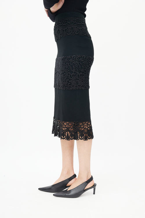 Dolce & Gabbana Black Lace Tiered Skirt