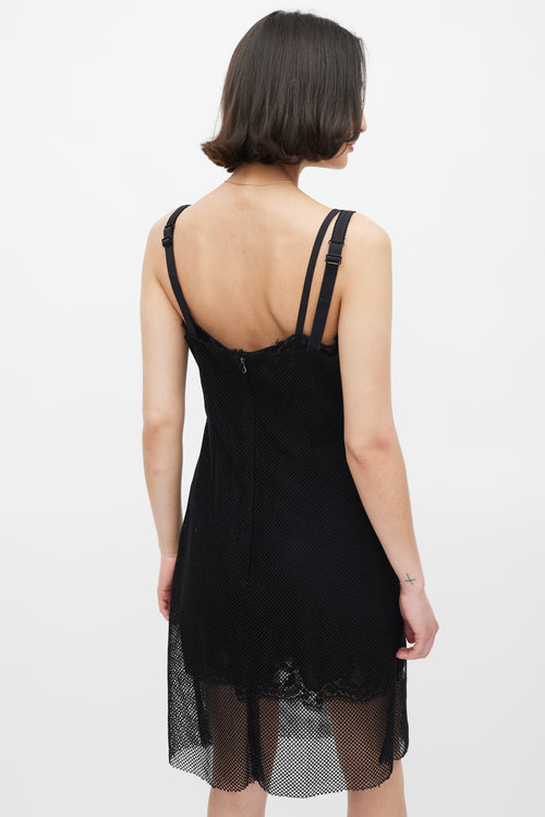 Dolce & Gabbana Black Mesh Layered Midi Dress
