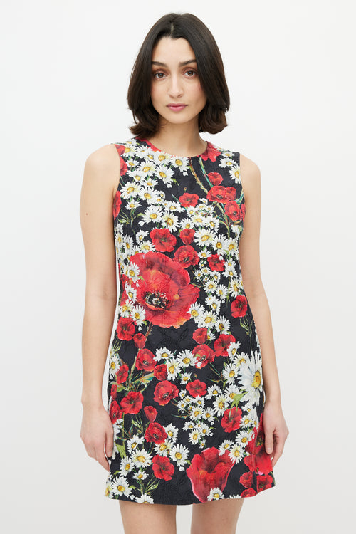 Dolce & Gabbana Black & Multi Floral Brocade Dress
