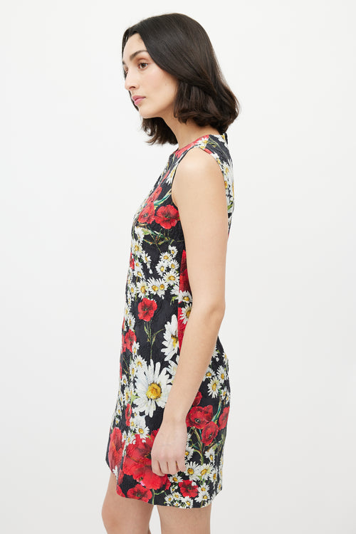Dolce & Gabbana Black & Multi Floral Brocade Dress