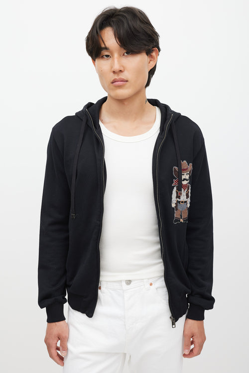 Dolce & Gabbana Black & Multicolour Cowboy Embroidered Hoodie
