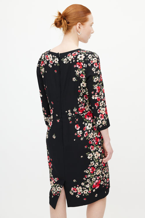 Dolce & Gabbana Black & Multicolour Floral Midi Dress