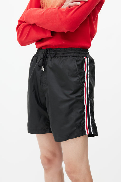 Dolce & Gabbana Black & Multicolour Stripe Swim Short