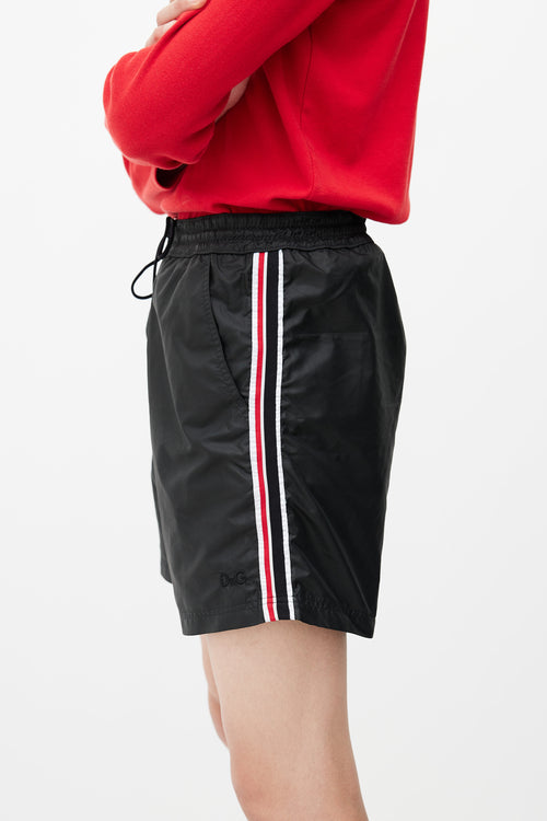 Dolce & Gabbana Black & Multicolour Stripe Swim Short