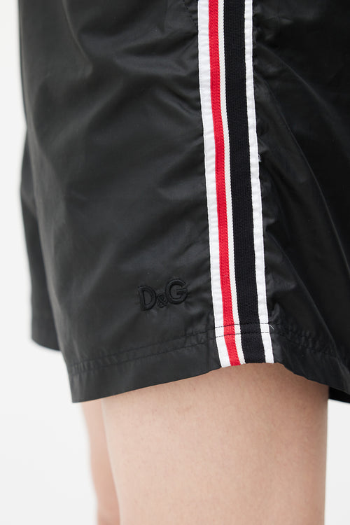 Dolce & Gabbana Black & Multicolour Stripe Swim Short