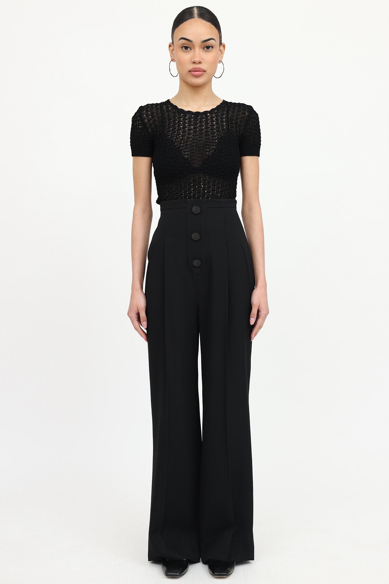 Open Knit Short Sleeve Top