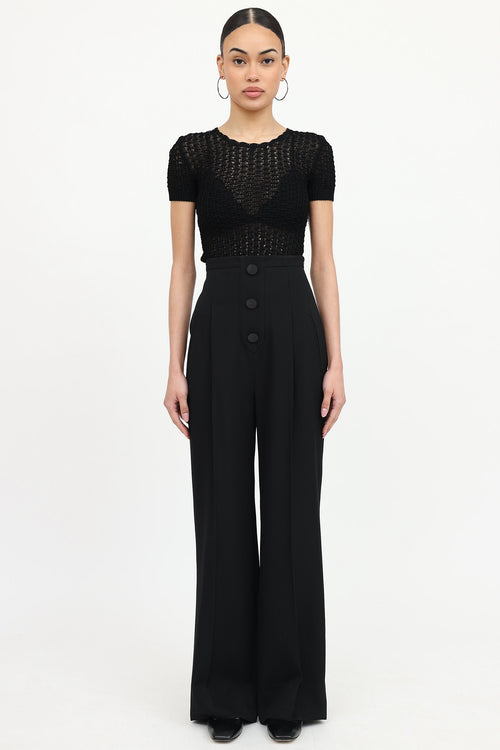 Open Knit Short Sleeve Top