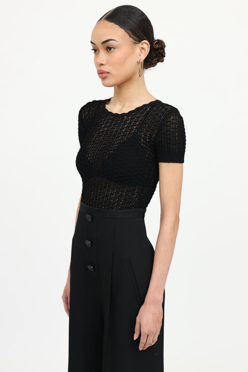 Open Knit Short Sleeve Top