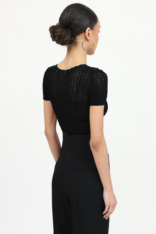 Open Knit Short Sleeve Top