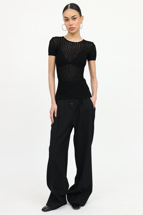 Open Knit Short Sleeve Top