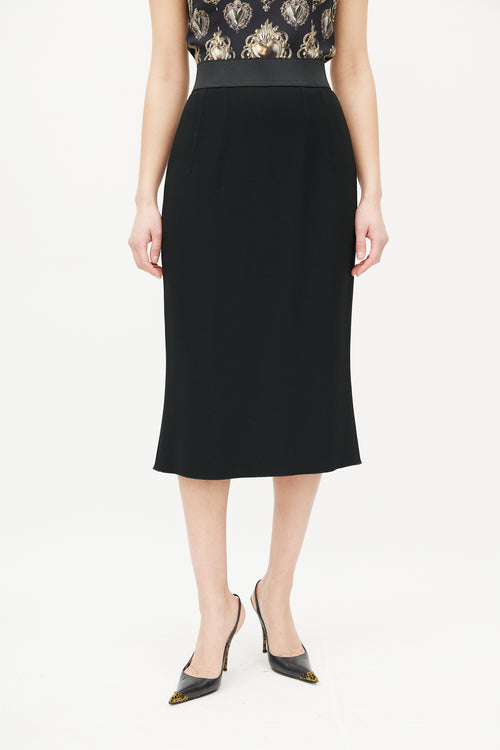 Dolce & Gabbana Black Pencil Midi Skirt